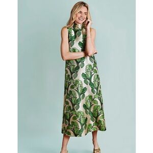 Green Brocade maxi dress by Buru, size L- current season